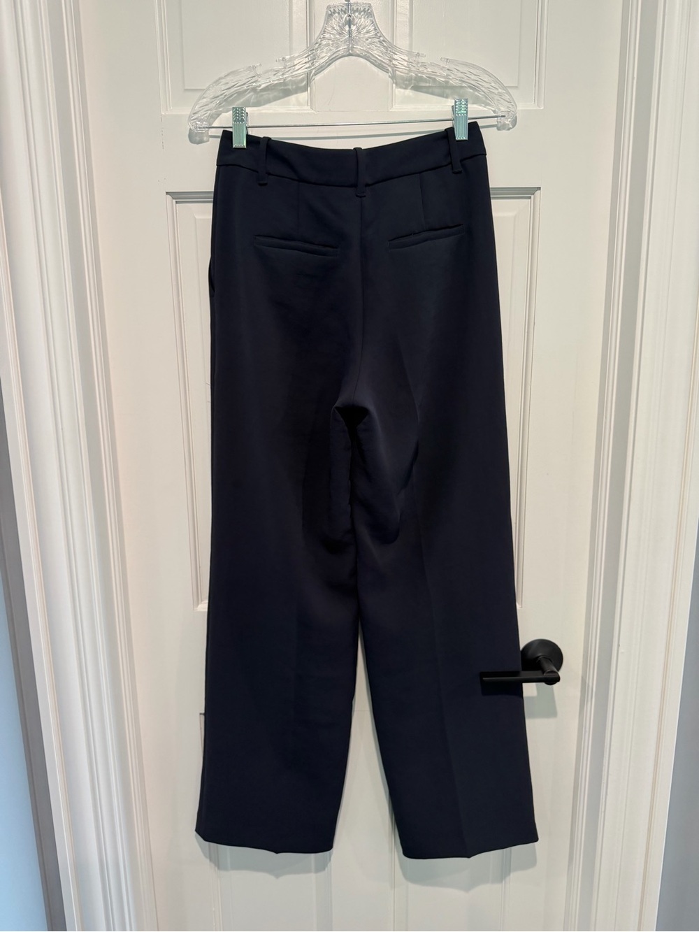 Aritzia The Effortless Pant Crepette Navy Blue Size 4 High Waisted Wide Leg - Picture 4 of 7
